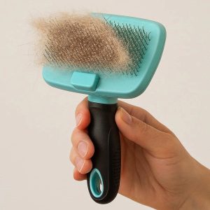 1 Self Cleaning Slicker Brush For Dogs Cats Pet Grooming Shedding Tool Removes Loose Undercoat Mats Tangled Hair Fur