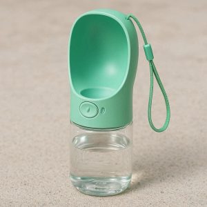 Portable Pet Water Bottle Leak Proof Dog Travel Drink Dispenser Plastic Puppy Walking Bowl Food Grade Green