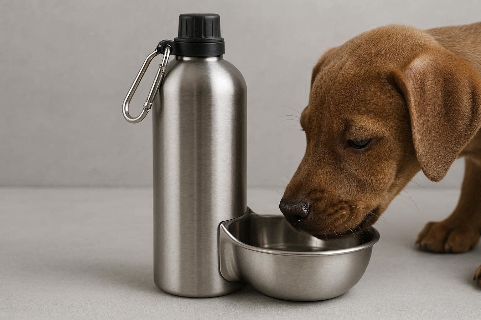 Stainless Steel Dog Water Bottle Heavy Duty Portable Pet Travel Drink Dispenser Metal Puppy Walking Flask Silver