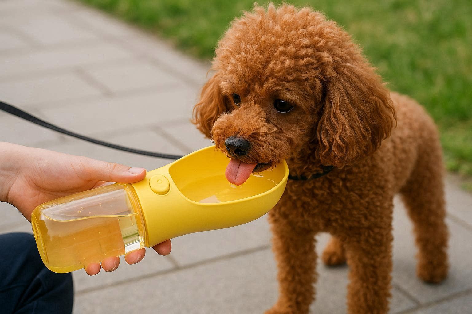 Squeeze Dog Water Bottle Portable Pet Travel Drink Dispenser Auto Fill Lightweight Plastic Puppy Walking Mug Yellow