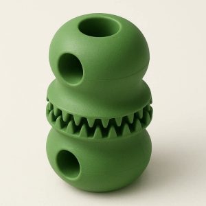 Natural Rubber Dog Treat Toy Interactive Food Dispensing Puzzle Toy Tough Dental Cleaning Chew Toy Green Minimalist