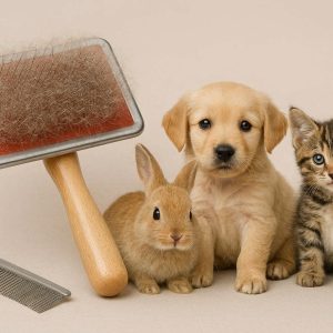 6 Shedding Hair Slicker Brush Wooden Handle Pet Grooming Tool Small Animals Rabbits Puppies Kittens Detangling Comb